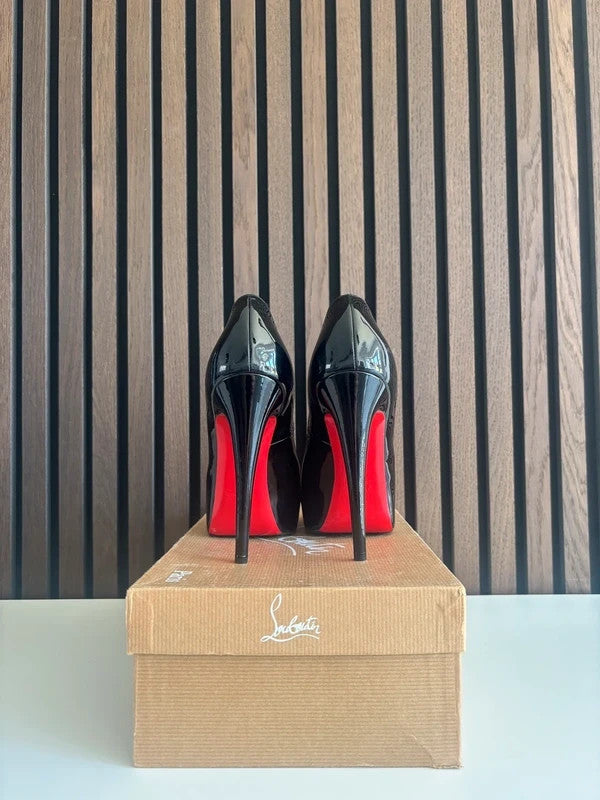 Christian Louboutin Very Prive Black (image 3) Christian Louboutin Very Prive Black Patent Leather Heels - detail view