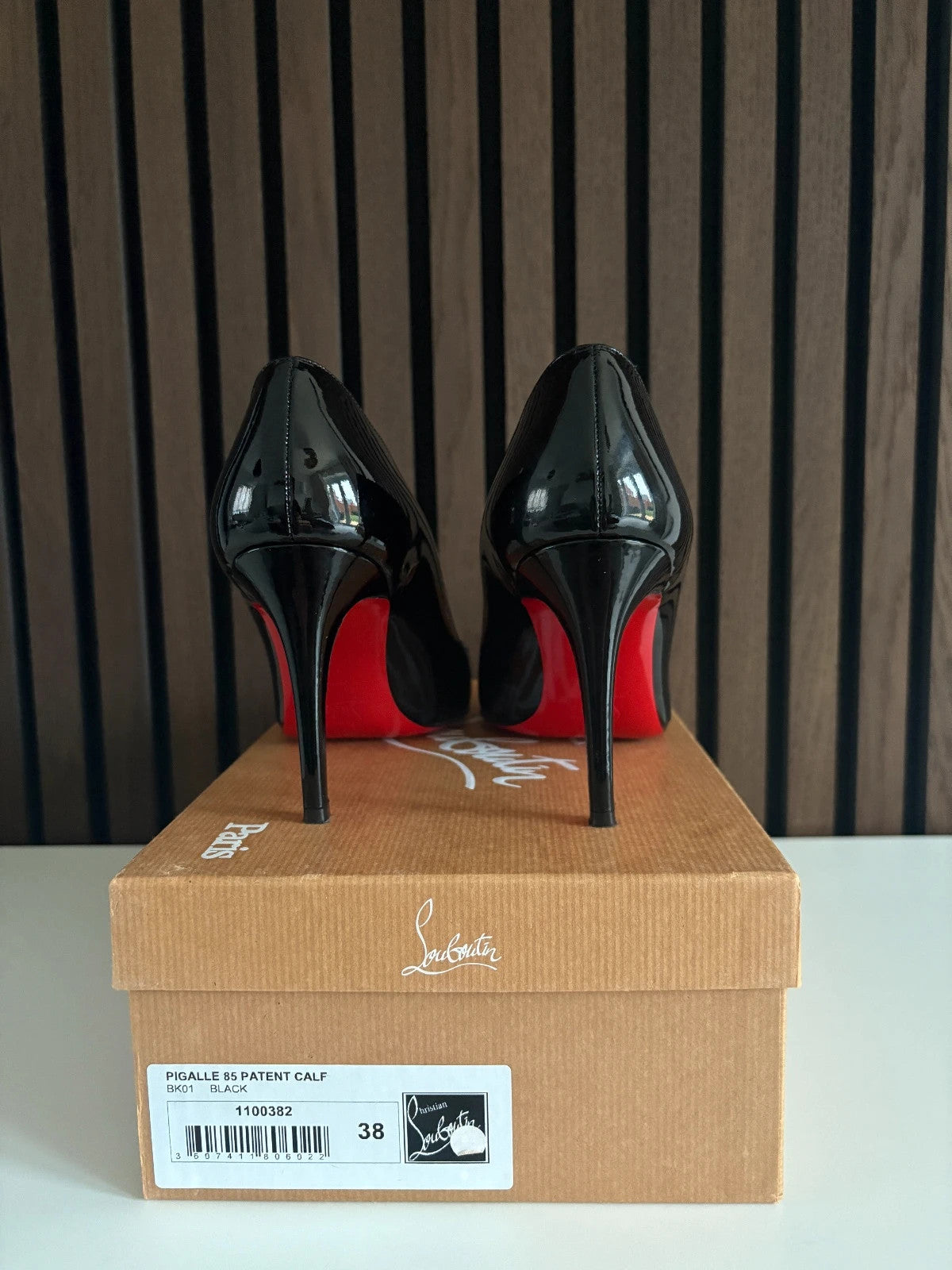 Christian Louboutin Pigalle Black (image 7) Christian Louboutin Pigalle 85 Black Patent Leather Heels - additional view 7