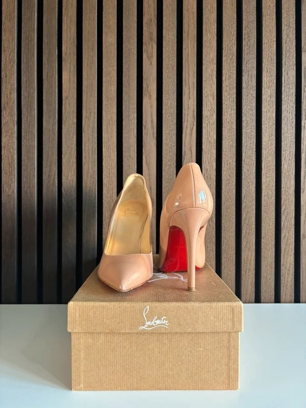 Christian Louboutin Pigalle Nude Patent Leather Heels (EU 38 / UK 5)
