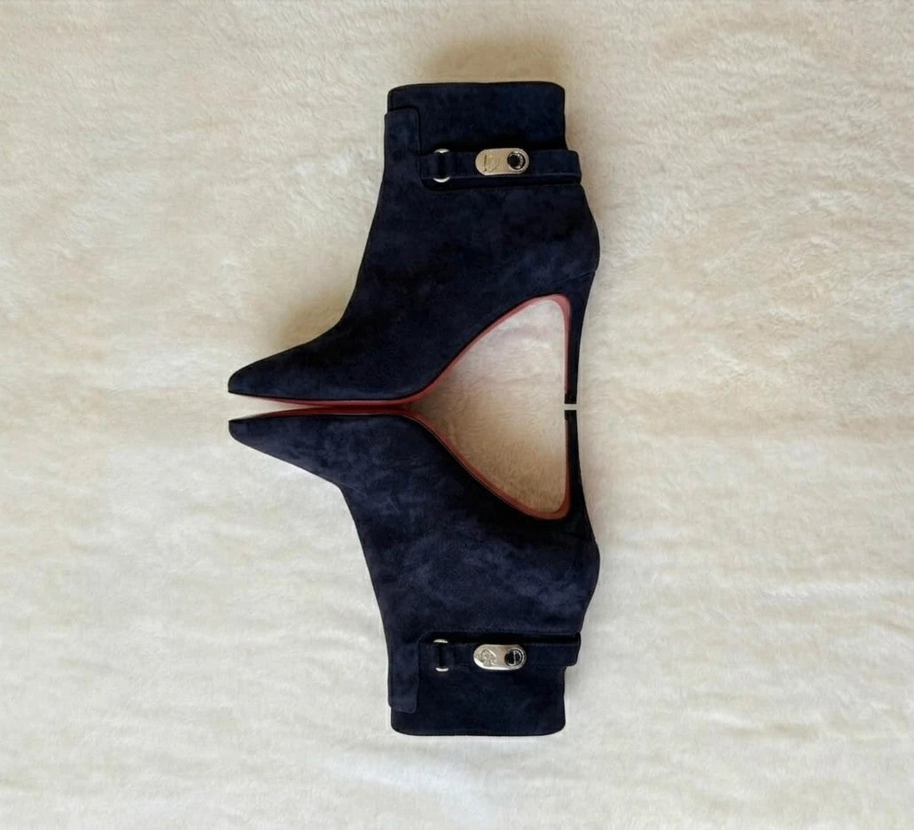 Christian Louboutin So Kate Booty Navy (image 8) Christian Louboutin So Kate Booty 120 Navy Suede Ankle Boots - additional view 8