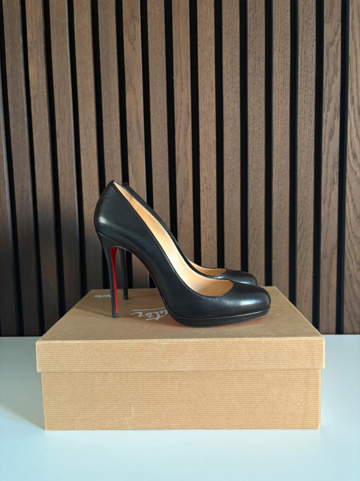 Christian Louboutin Fifi Black (image 3) Christian Louboutin Fifi 100 Black Patent Leather Heels - detail view
