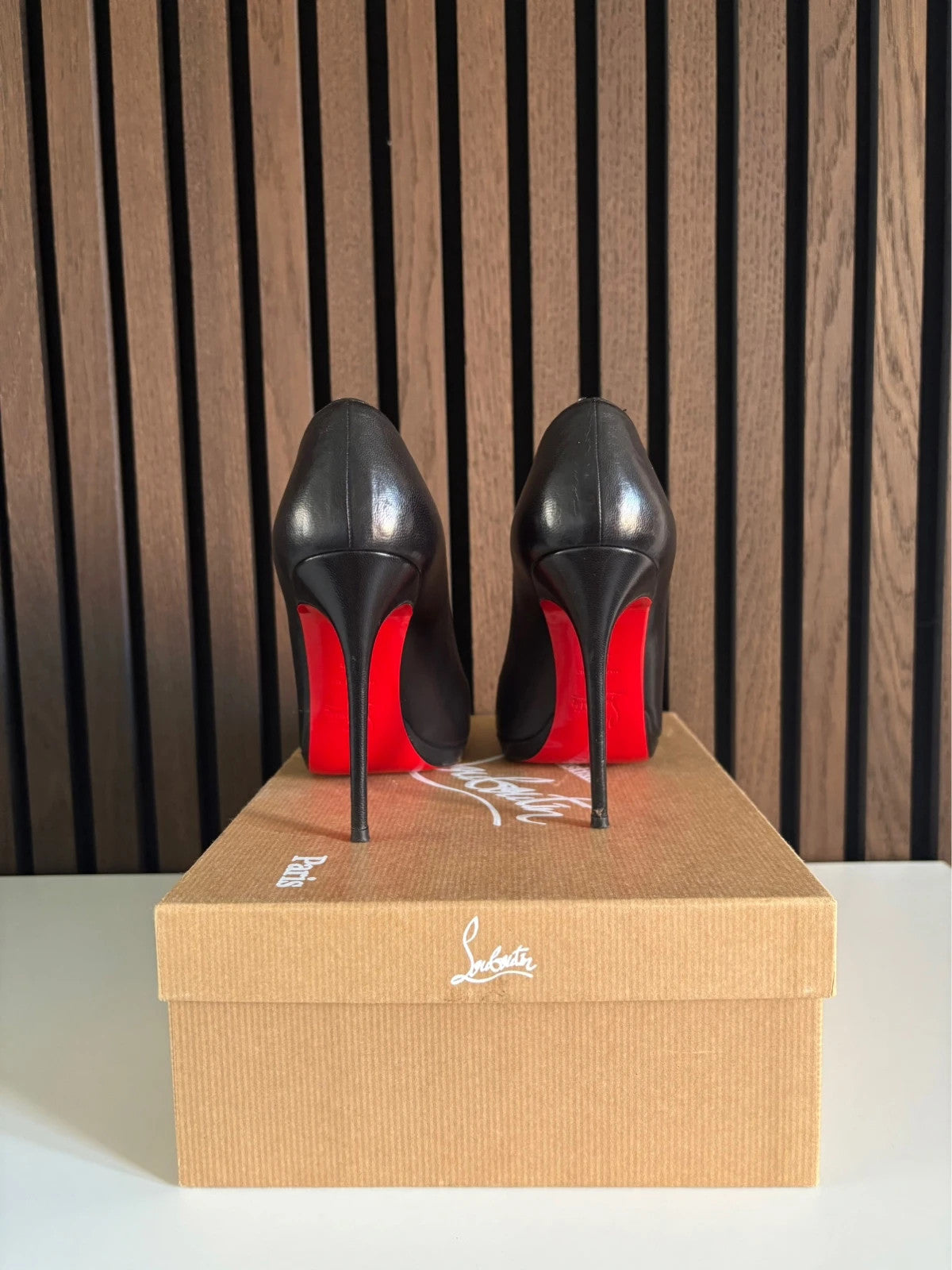 Christian Louboutin Fifi Black (image 4) Christian Louboutin Fifi 100 Black Patent Leather Heels - red sole detail