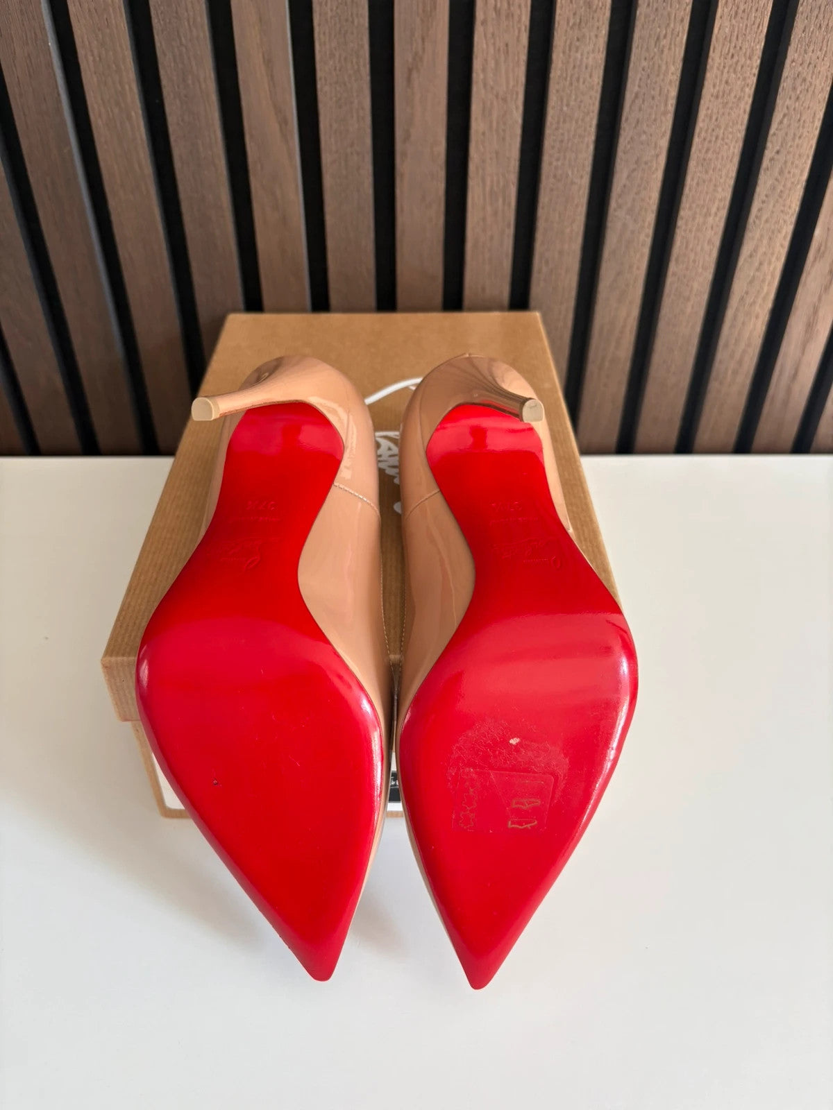 Christian Louboutin So Kate Nude (image 5) Christian Louboutin So Kate 120 Nude Patent Leather Heels - heel and construction