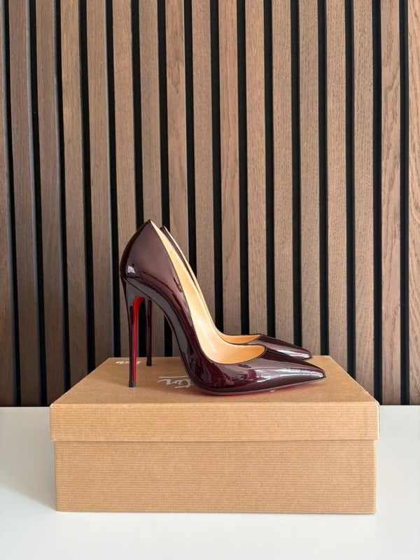 Christian Louboutin So Kate 120 Burgundy Patent Leather Heels UK 3 EU 36 Christian Louboutin So Kate 120 Burgundy Patent Leather Heels UK 3 EU 36 - heel and construction
