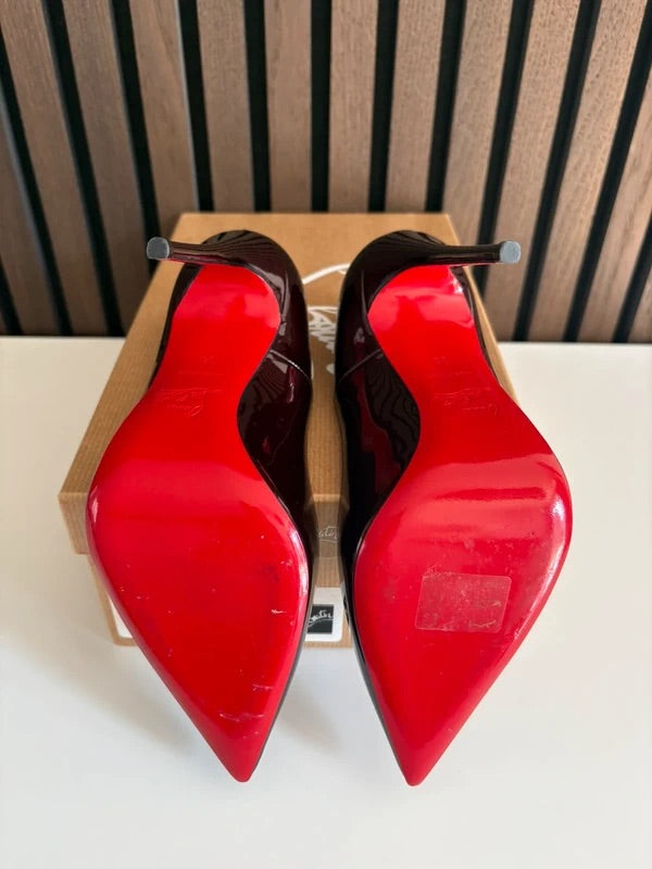 Christian Louboutin So Kate 120 Burgundy Patent Leather Heels UK 3 EU 36 Christian Louboutin So Kate 120 Burgundy Patent Leather Heels UK 3 EU 36 - red sole detail