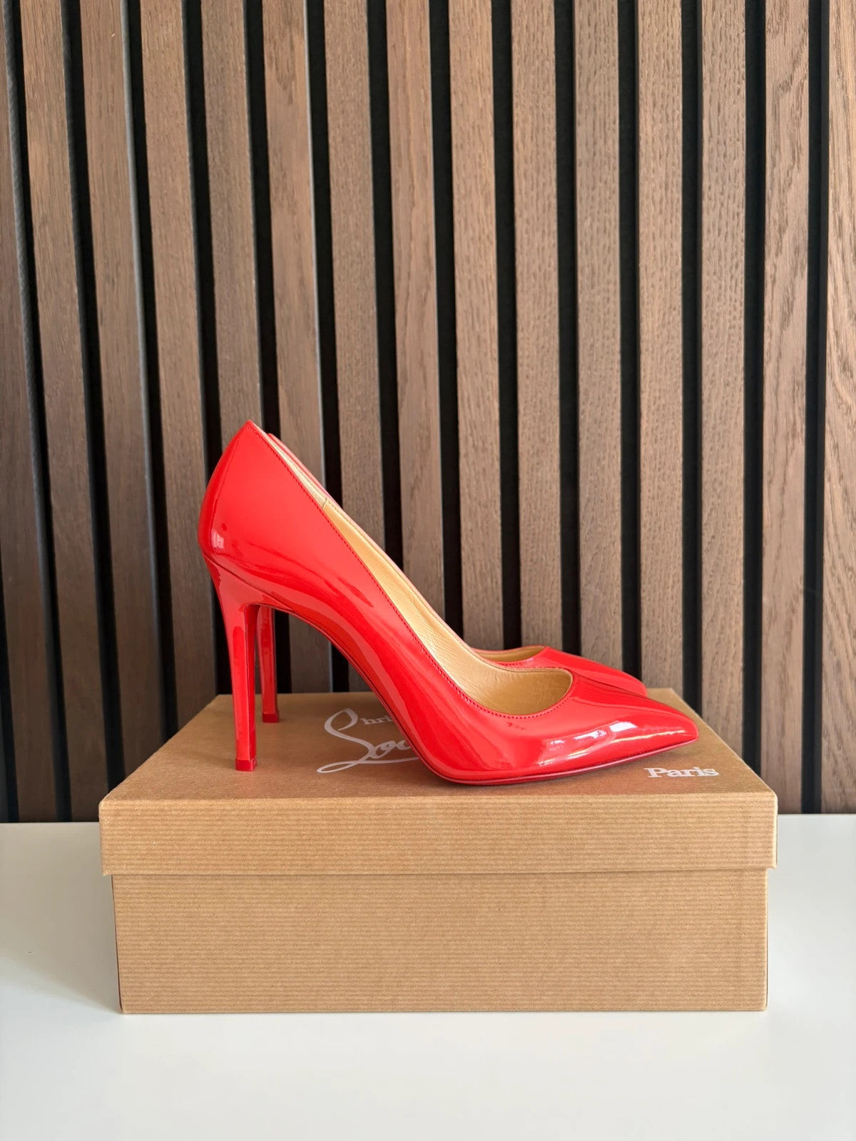 Christian Louboutin Pigalle Red (image 4) Christian Louboutin Pigalle 100 Red Patent Leather Heels - red sole detail