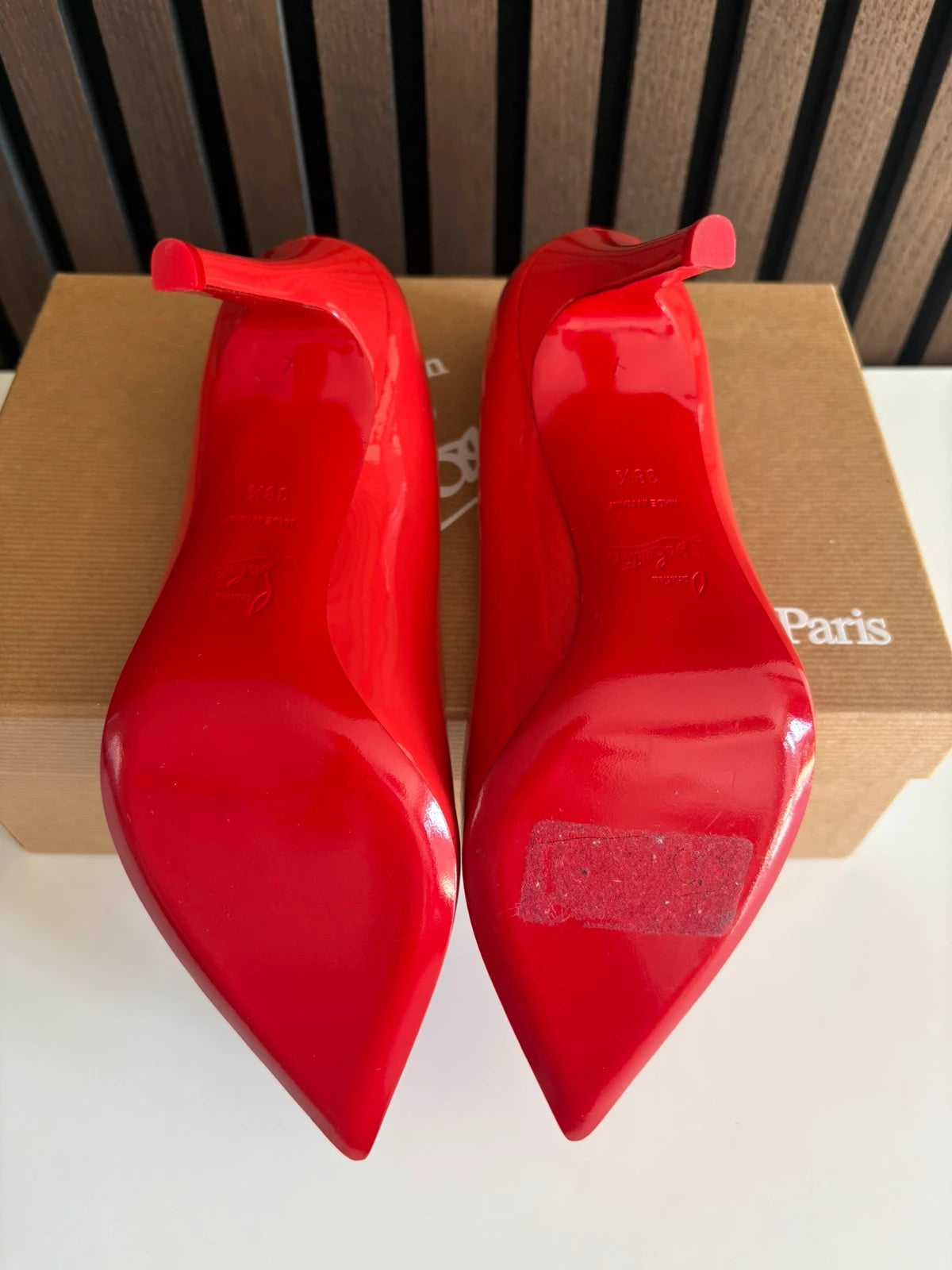 Christian Louboutin Pigalle Red (image 6) Christian Louboutin Pigalle 100 Red Patent Leather Heels - additional view 6