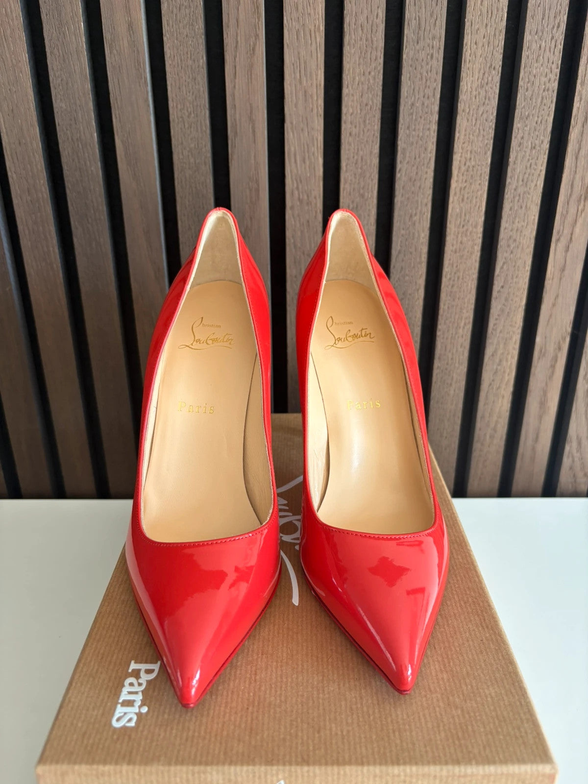 Christian Louboutin Pigalle Red (image 5) Christian Louboutin Pigalle 100 Red Patent Leather Heels - heel and construction