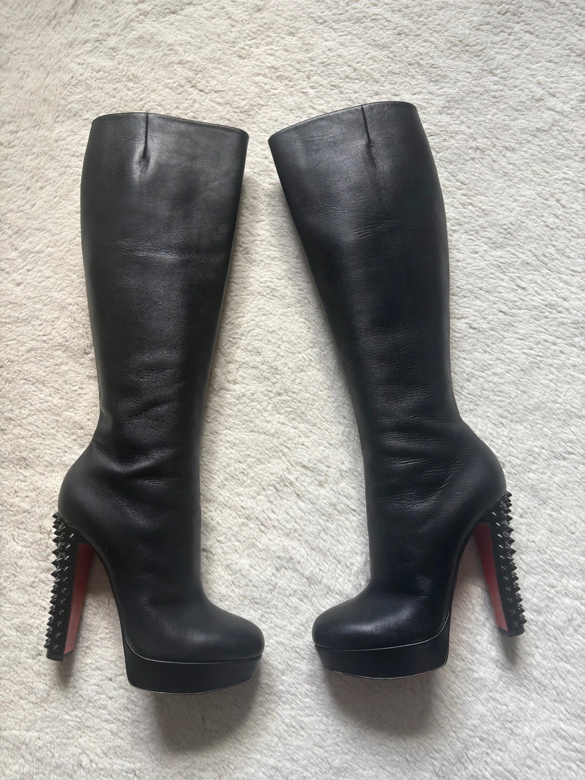 Christian Louboutin Taclou Botta Black Christian Louboutin Taclou Botta 140 Black Leather Knee-High Boots - main product view