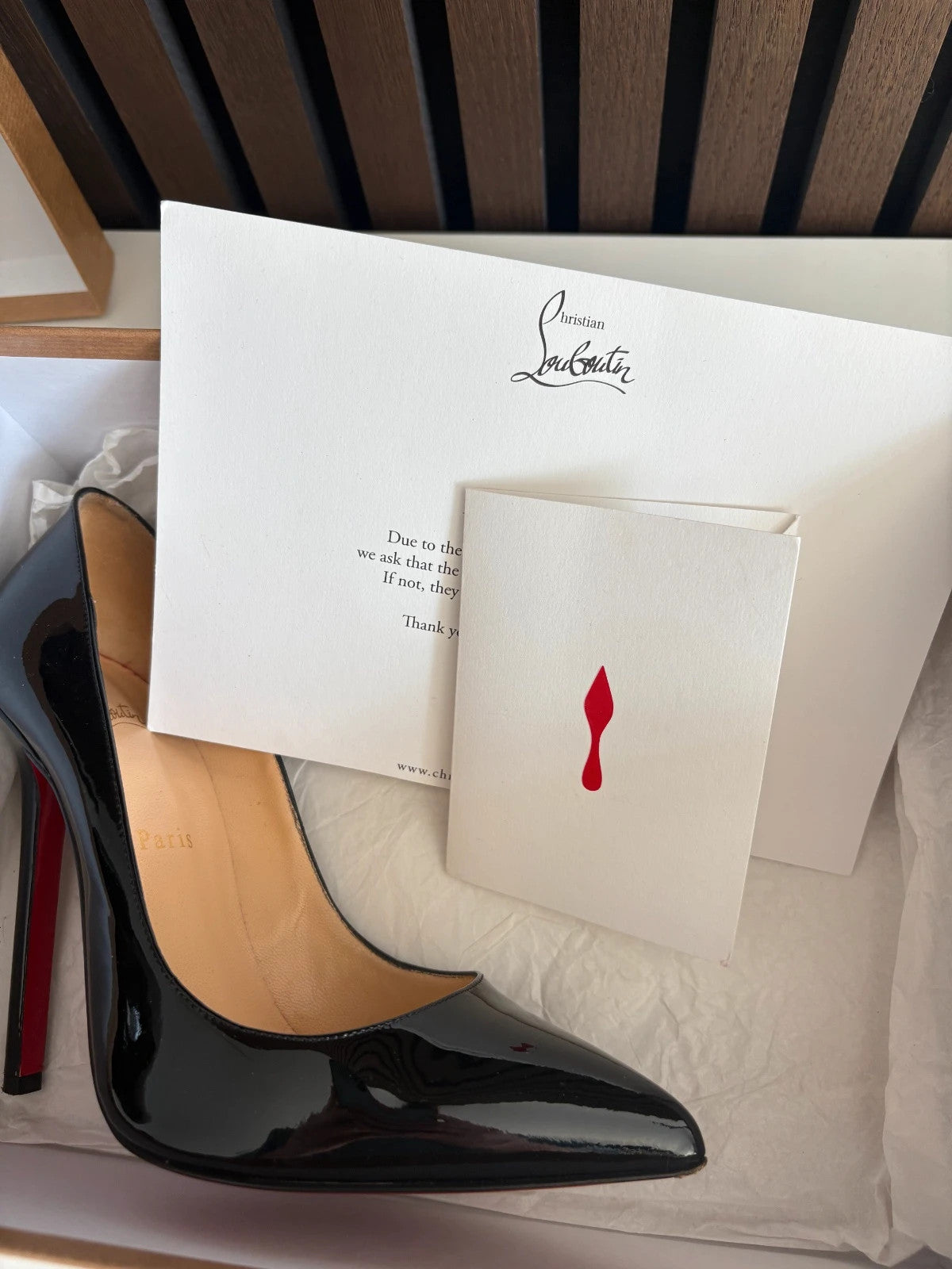 Christian Louboutin Pigalle Black (image 7) Christian Louboutin Pigalle 100 Black Patent Leather Heels - additional view 7