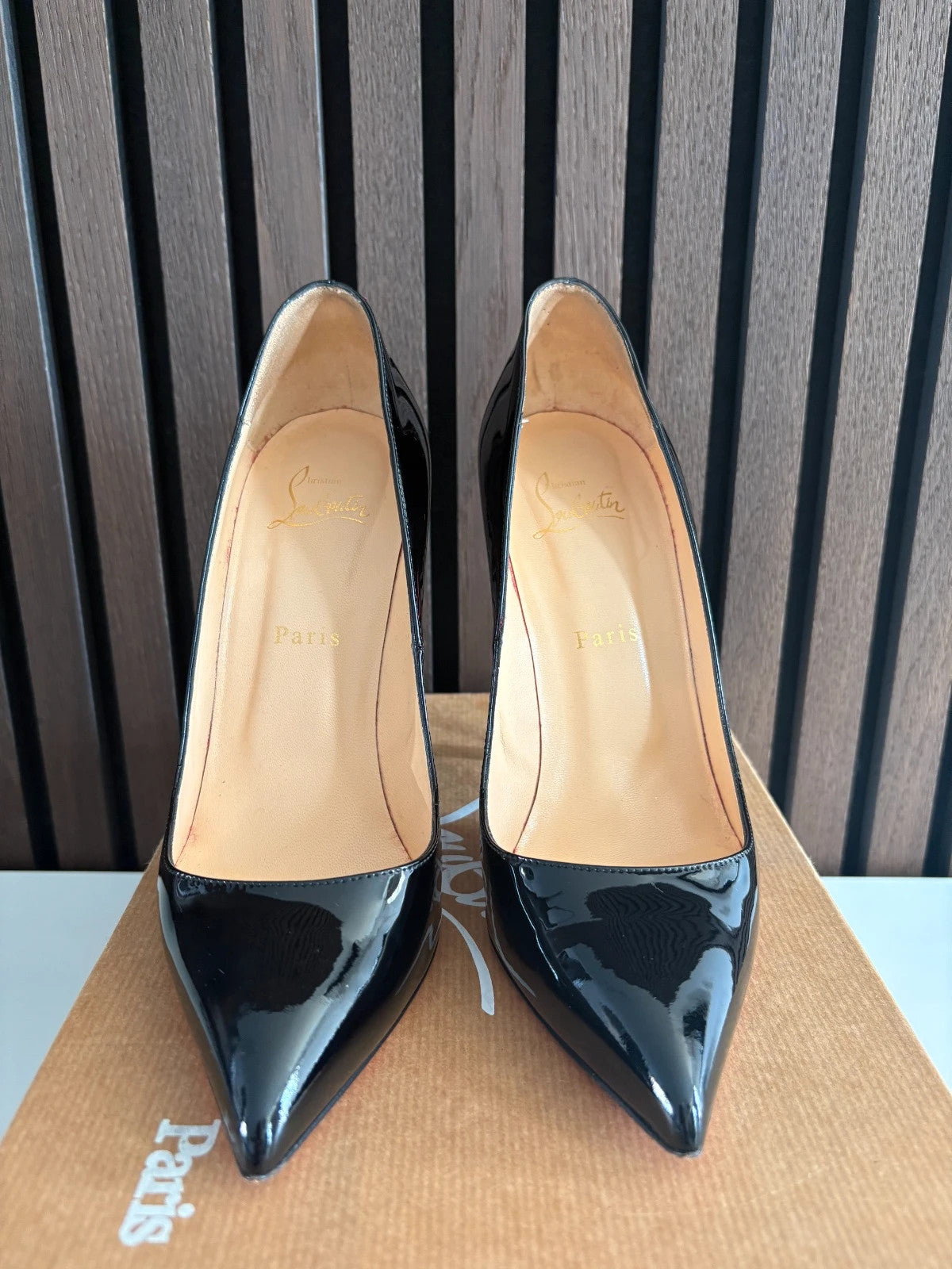 Christian Louboutin Pigalle Black (image 5) Christian Louboutin Pigalle 100 Black Patent Leather Heels - heel and construction