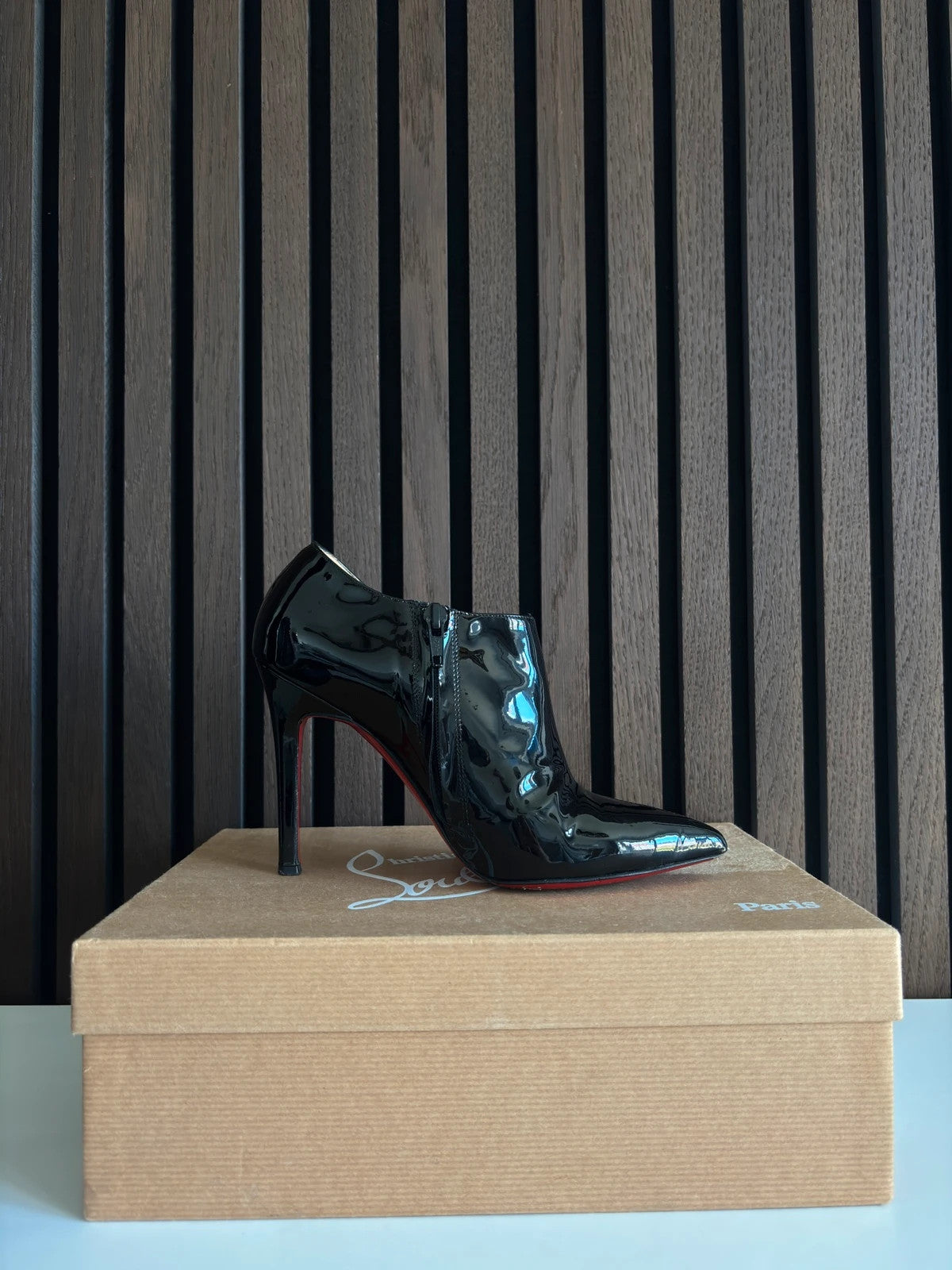 Christian Louboutin Dahlia Black (image 7) Christian Louboutin Dahlia 100 Black Patent Leather Ankle Boots - additional view 7