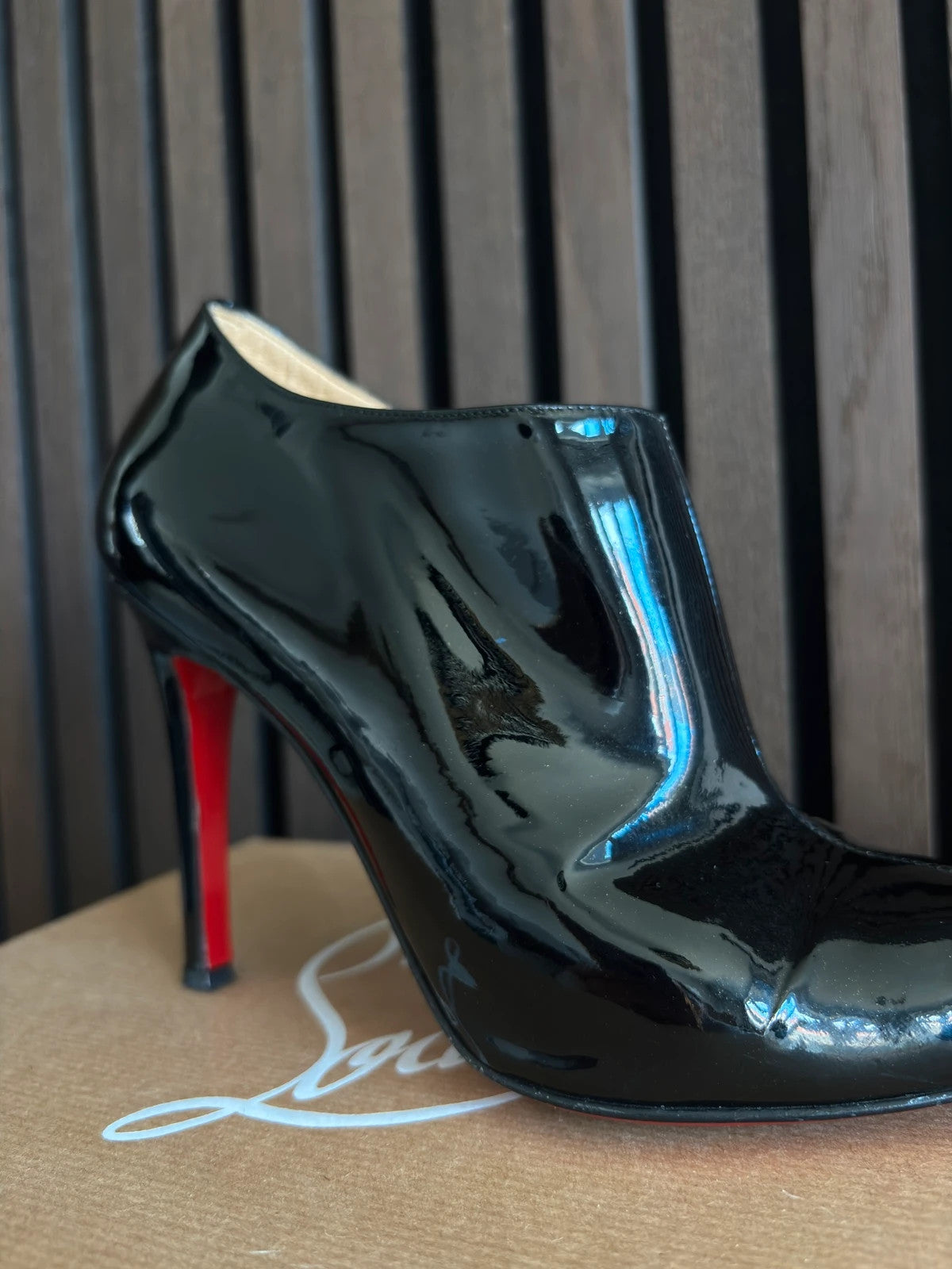 Christian Louboutin Dahlia Black (image 8) Christian Louboutin Dahlia 100 Black Patent Leather Ankle Boots - additional view 8