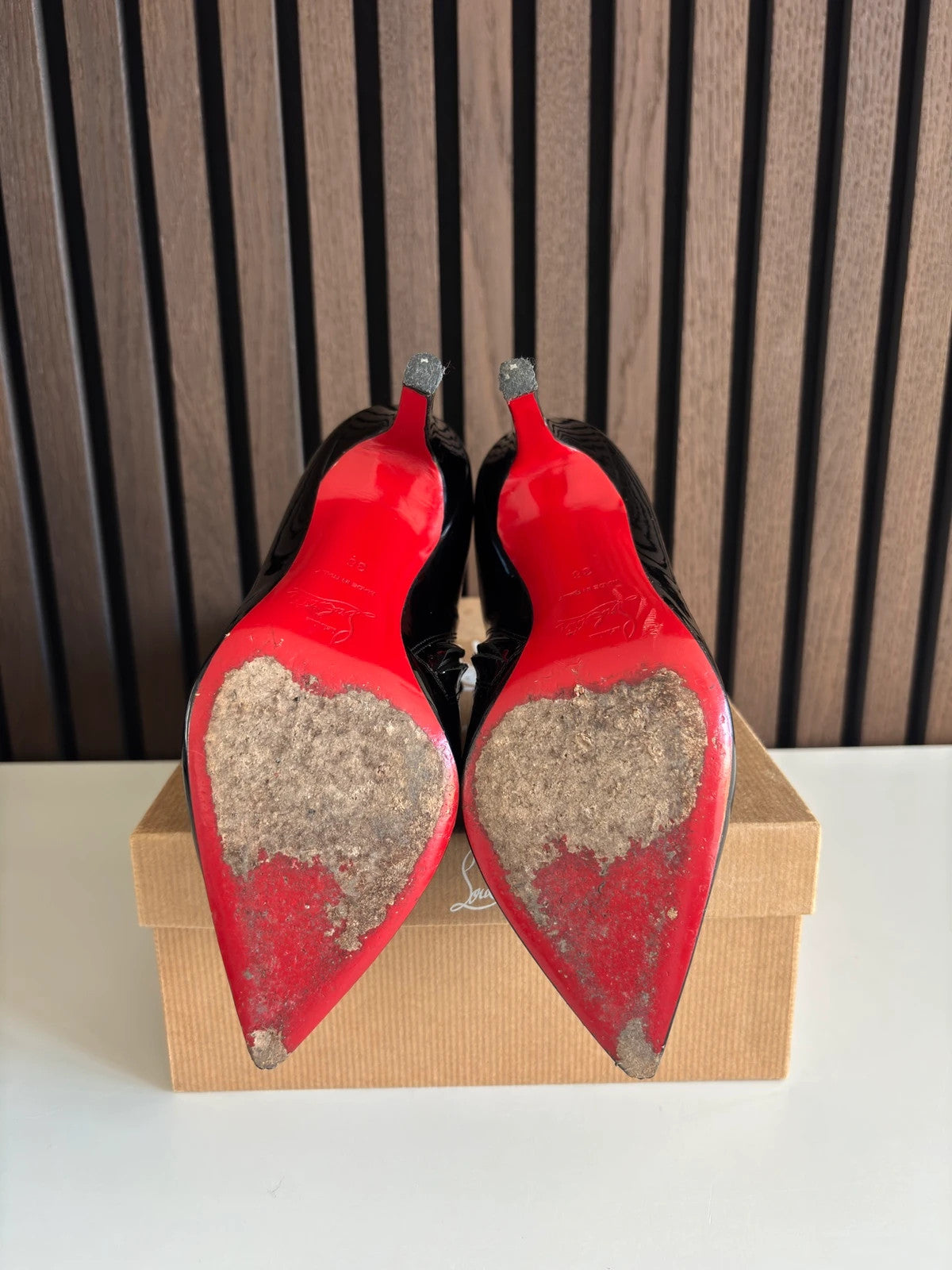 Christian Louboutin Dahlia Black (image 9) Christian Louboutin Dahlia 100 Black Patent Leather Ankle Boots - additional view 9
