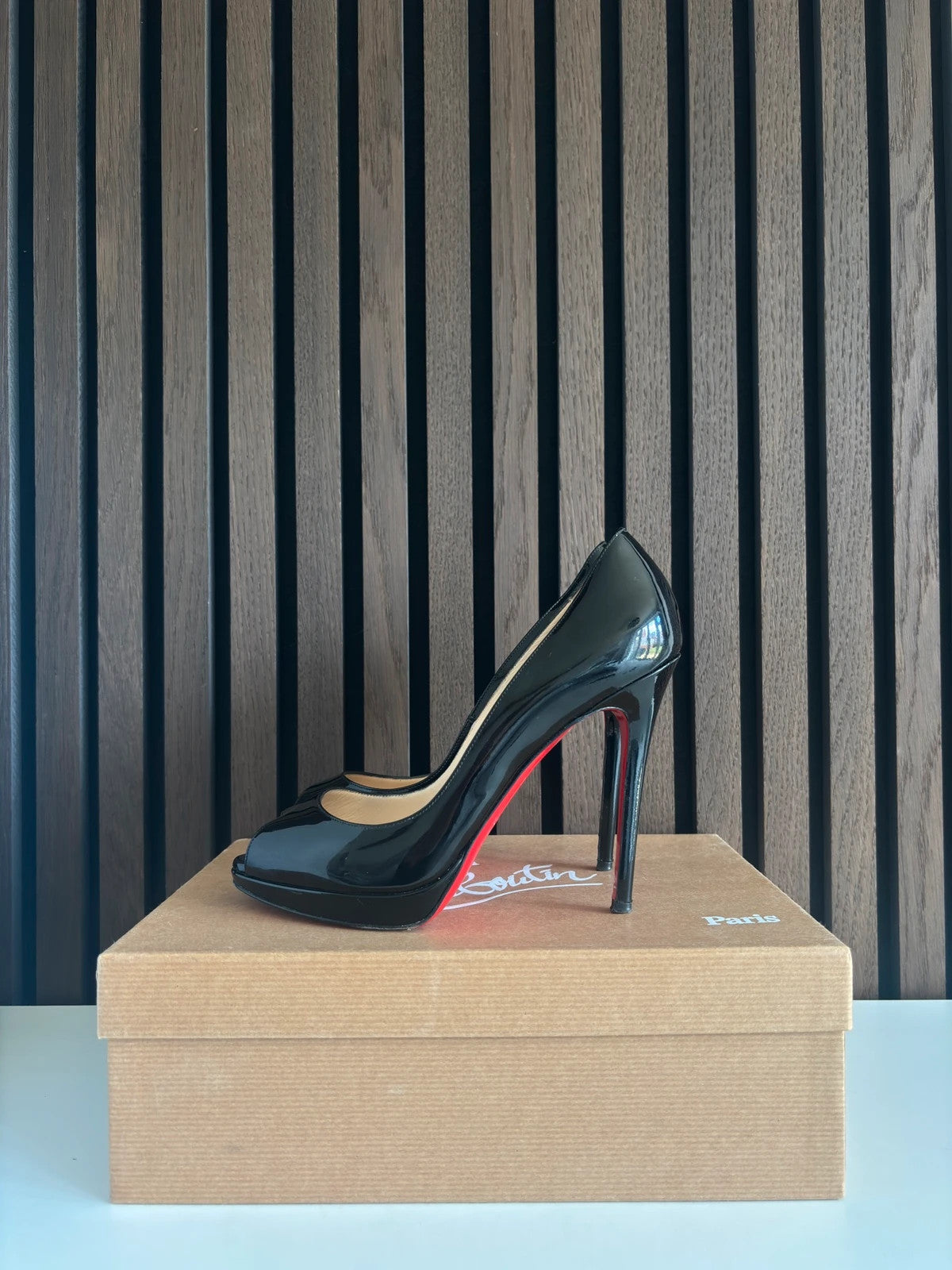 Christian Louboutin Yolanda Black (image 5) Christian Louboutin Yolanda 120 Black Patent Leather Heels - heel and construction