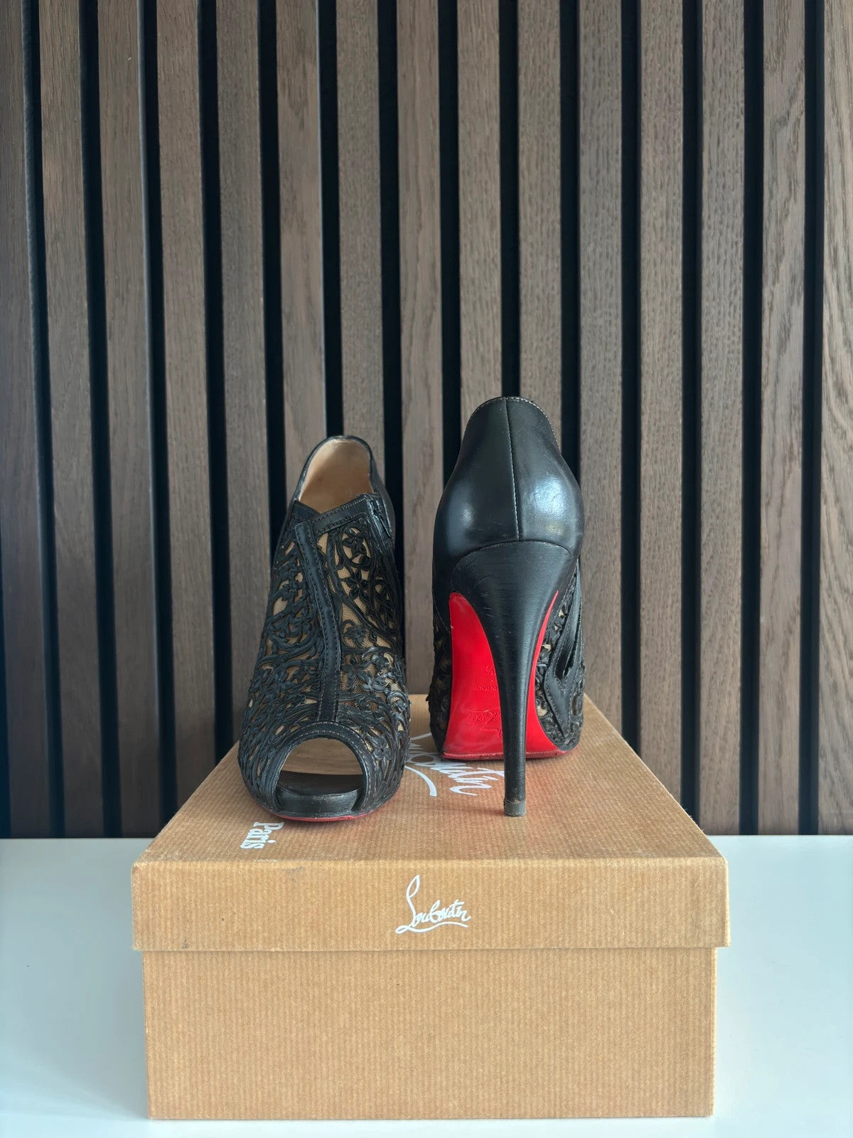Christian Louboutin Pampas Black (image 3) Christian Louboutin Pampas Black Leather Ankle Boots - detail view