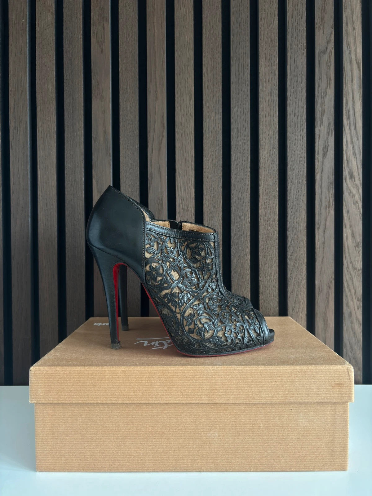 Christian Louboutin Pampas Black Christian Louboutin Pampas Black Leather Ankle Boots - main product view