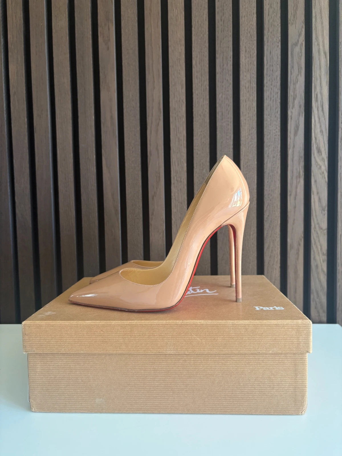 Christian Louboutin So Kate Nude Christian Louboutin So Kate 120 Nude Patent Leather Heels - main product view