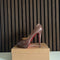 Christian Louboutin Lady Peep 150 Brown Patent Leather Heels