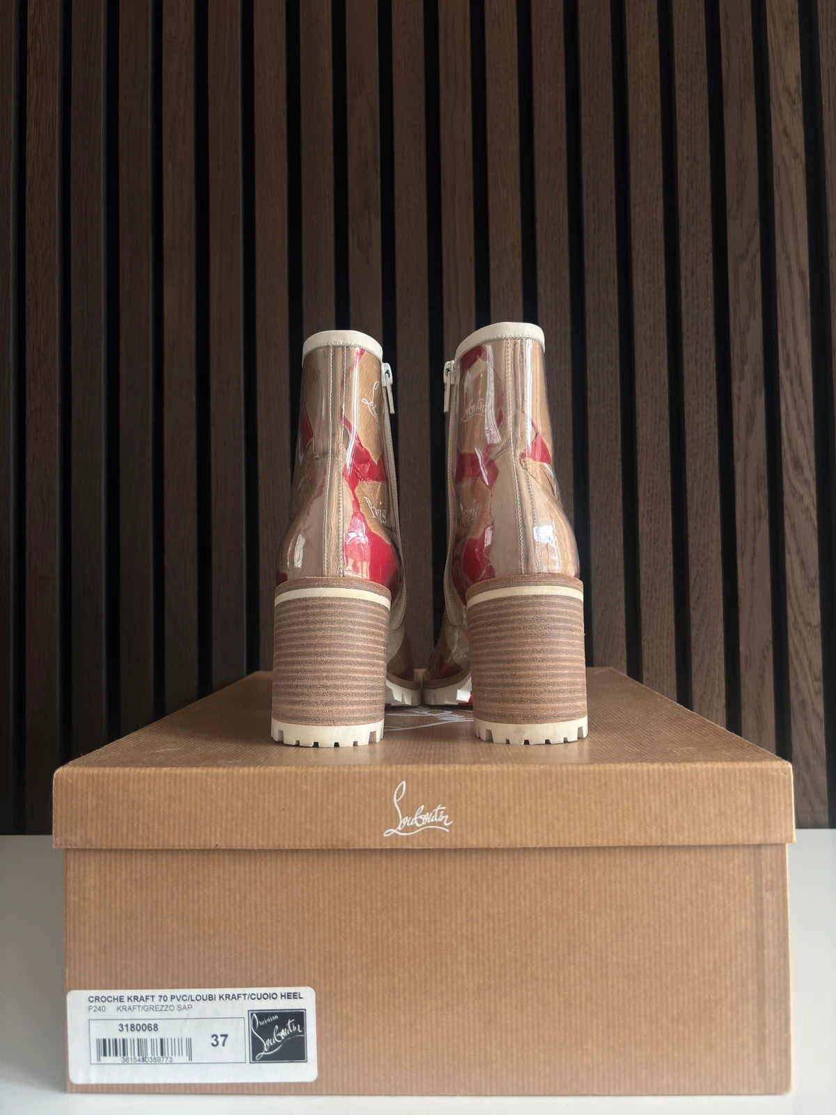 Christian Louboutin Croche Kraft Nude (image 3) Christian Louboutin Croche Kraft 70 Nude Leather Ankle Boots - detail view
