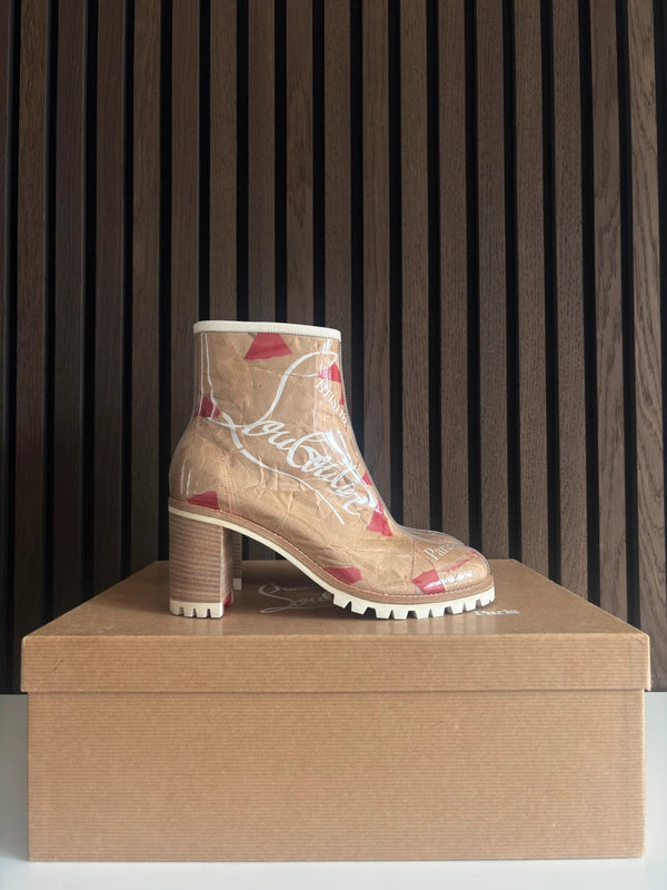 Christian Louboutin Croche Kraft 70 Nude Leather Ankle Boots