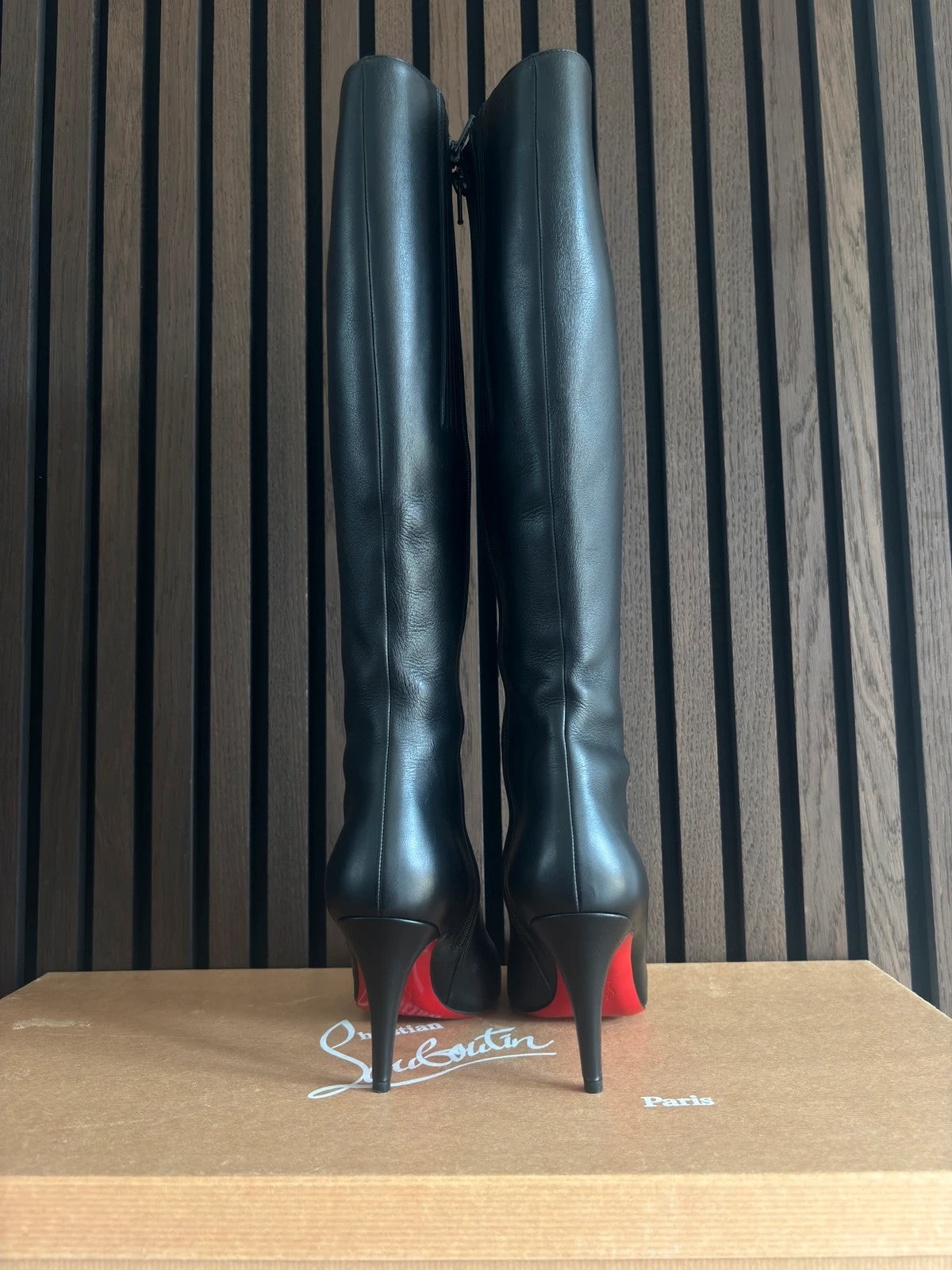 Christian Louboutin Babel Black (image 3) Christian Louboutin Babel 85 Black Leather Boots - detail view