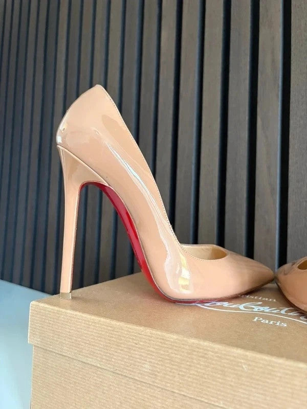Christian Louboutin Pigalle Nude (image 6) Christian Louboutin Pigalle 100 Nude Patent Leather Heels - additional view 6
