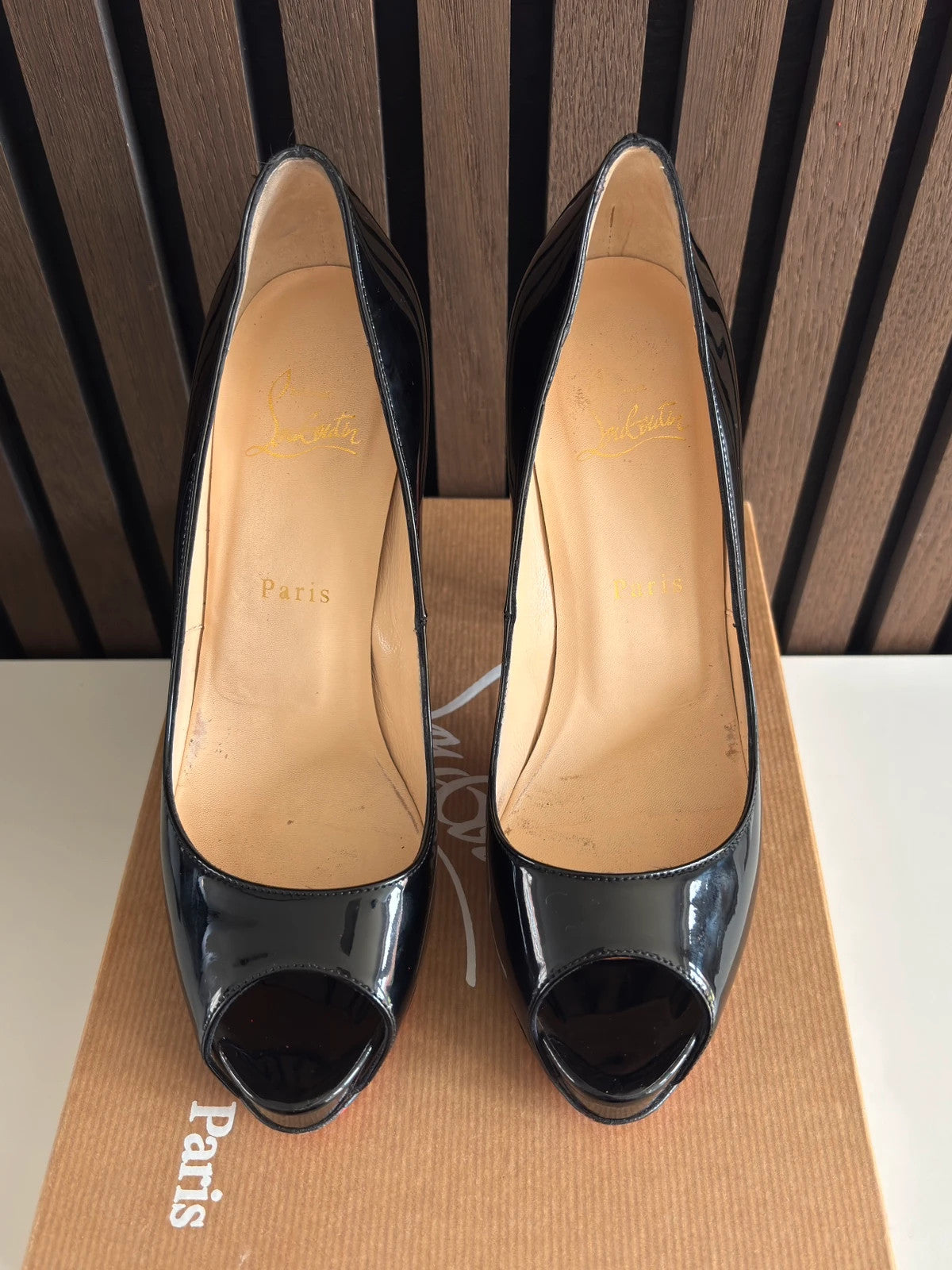 Christian Louboutin Very Prive Black (image 7) Christian Louboutin Very Prive 120 Black Patent Leather Heels - additional view 7