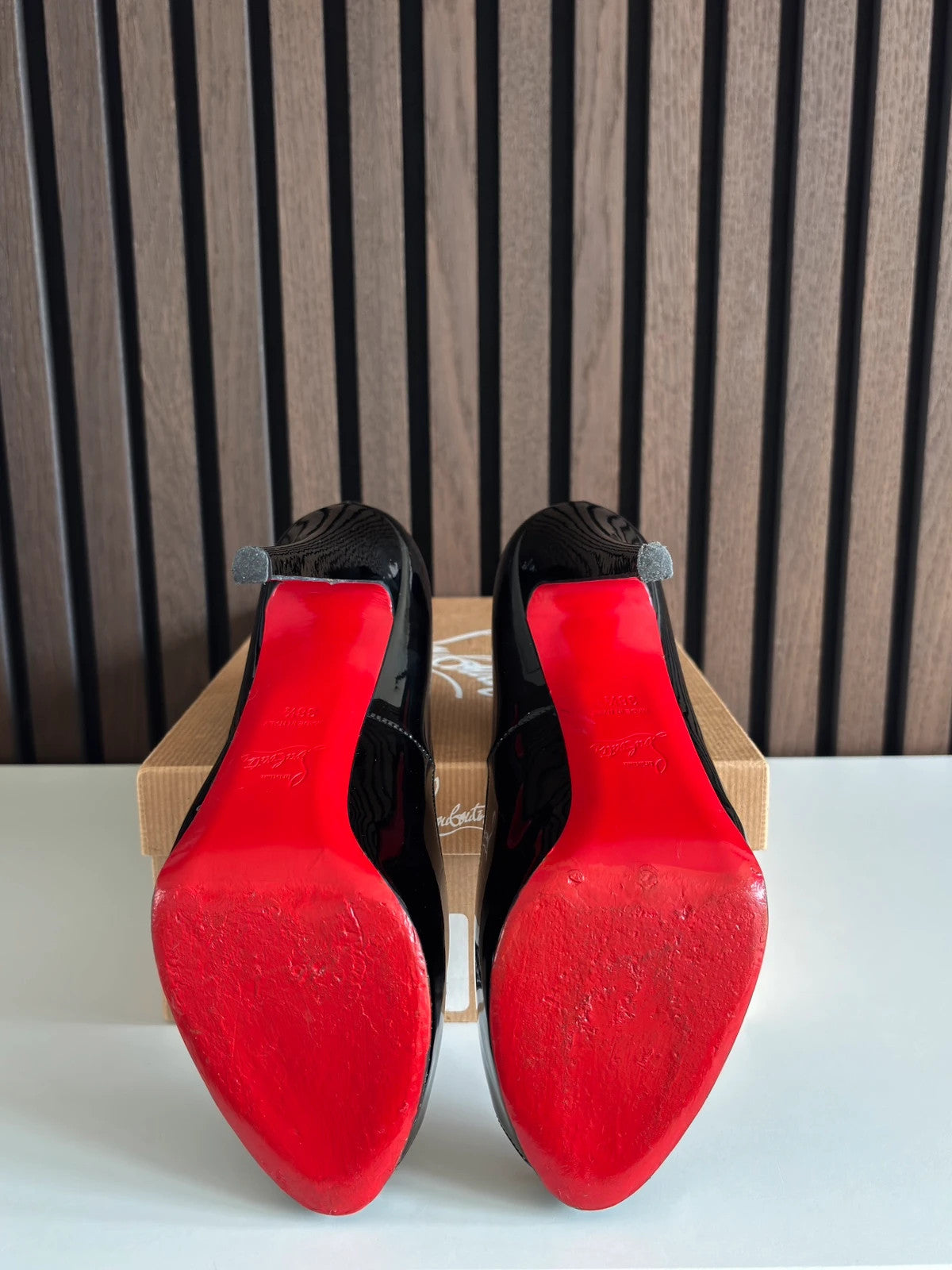 Christian Louboutin Very Prive Black (image 6) Christian Louboutin Very Prive 120 Black Patent Leather Heels - additional view 6