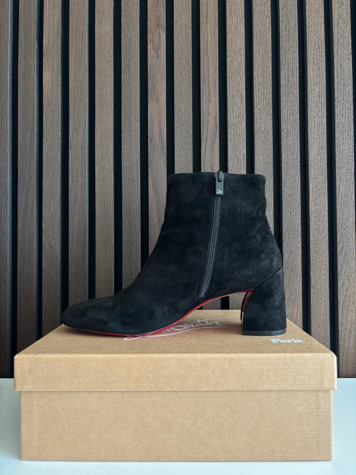 Christian Louboutin Unknown Black (image 6) Christian Louboutin Black Suede Ankle Boots - additional view 6