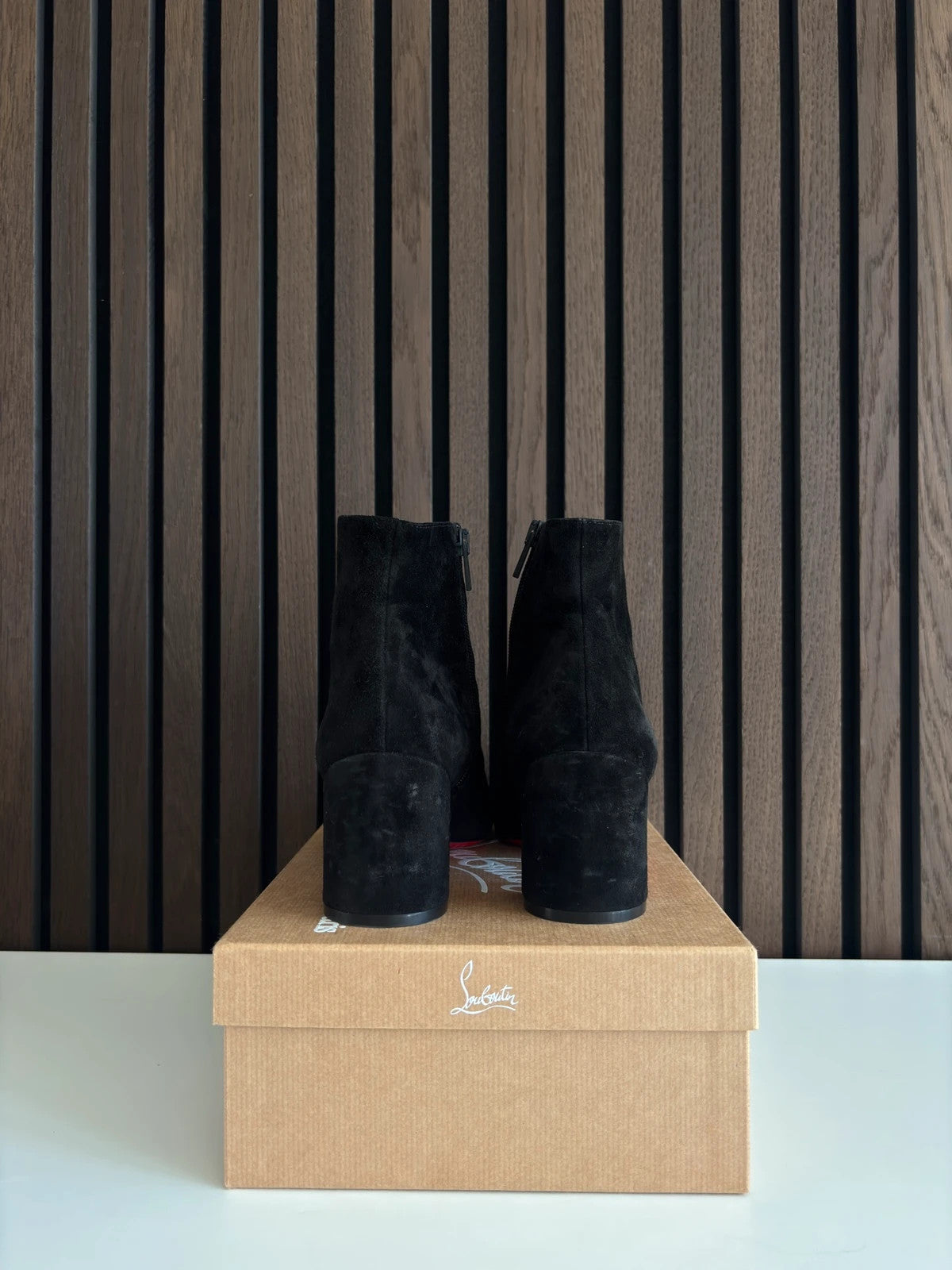 Christian Louboutin Unknown Black (image 5) Christian Louboutin Black Suede Ankle Boots - heel and construction