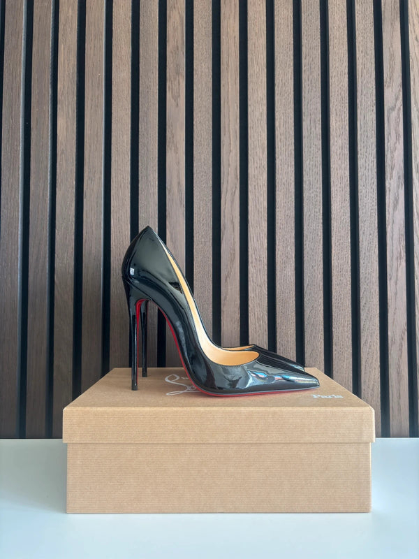 Christian Louboutin So Kate 120 Black Patent Leather Heels - Detail