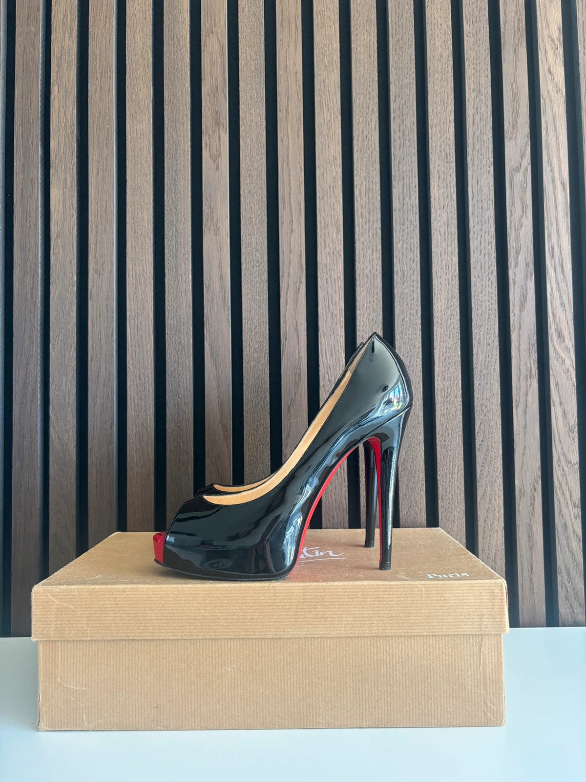 Christian Louboutin Very Prive Red Christian Louboutin Very Prive 120 Red Patent Leather Heels - main product view