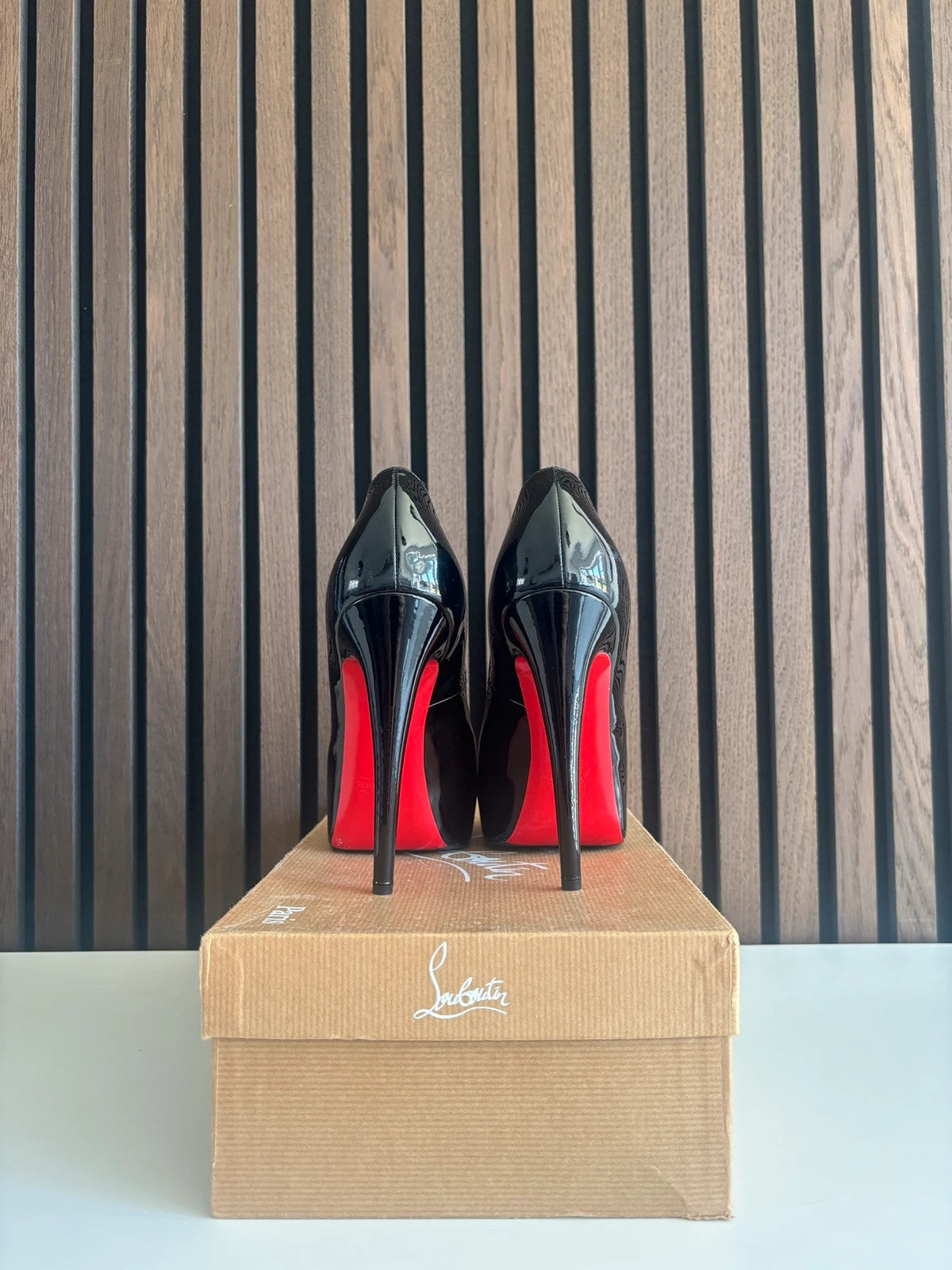 Christian Louboutin Very Prive Red (image 4) Christian Louboutin Very Prive 120 Red Patent Leather Heels - red sole detail