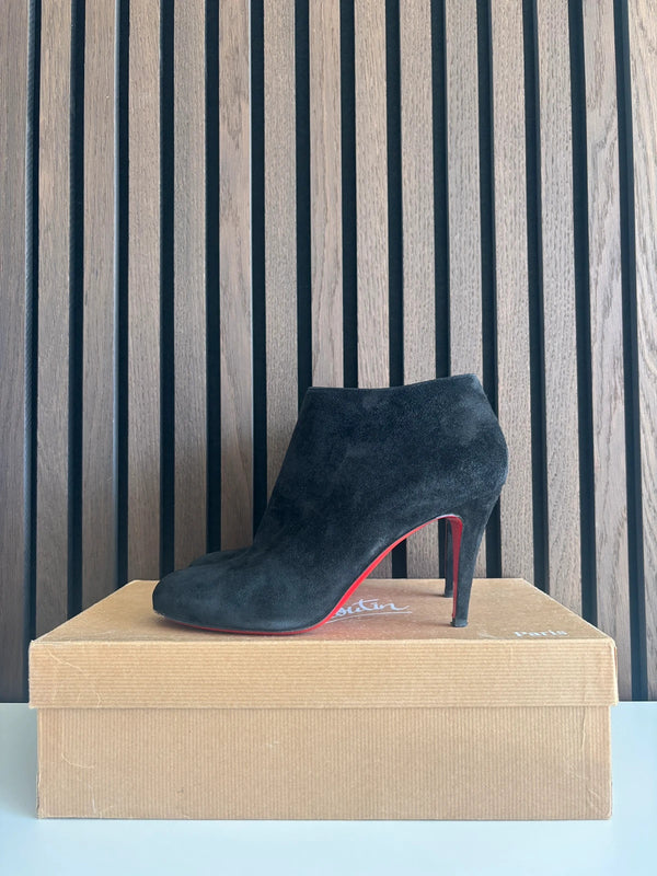 Christian Louboutin Eleanor Plume Black Suede Ankle Boots