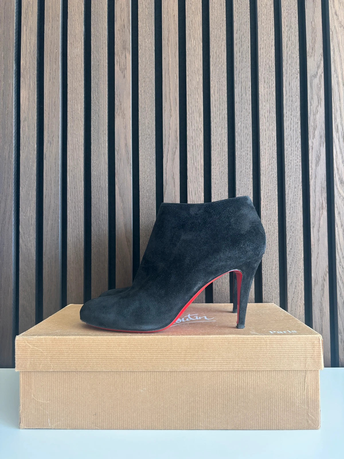 Christian Louboutin Eleanor Plume Black Christian Louboutin Eleanor Plume Black Suede Ankle Boots - main product view