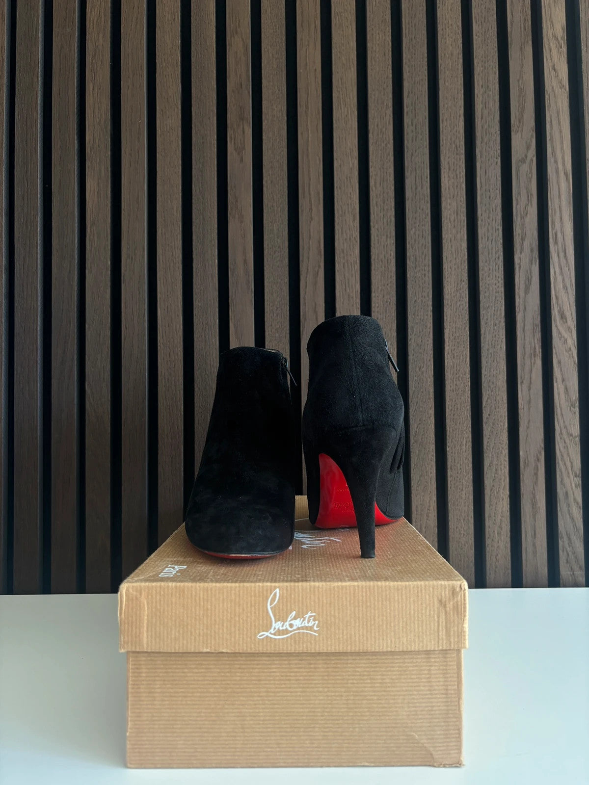 Christian Louboutin Eleanor Plume Black (image 2) Christian Louboutin Eleanor Plume Black Suede Ankle Boots - alternate angle