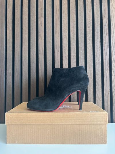Christian Louboutin Eleanor Plume Black Suede Ankle Boots