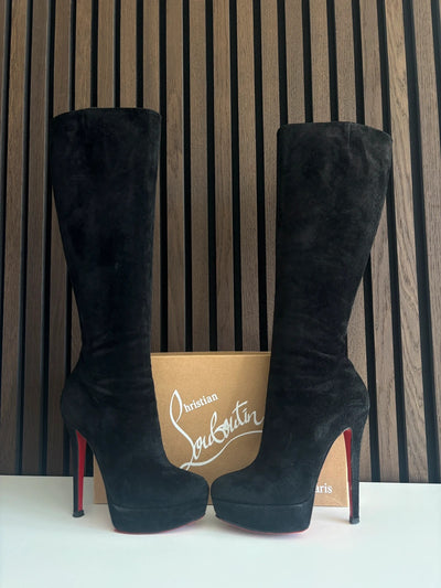 Christian Louboutin Daffodile 160 Black Suede Knee-High Boots