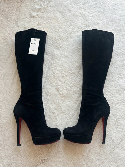 Christian Louboutin Daffodile 160 Black Suede Knee-High Boots