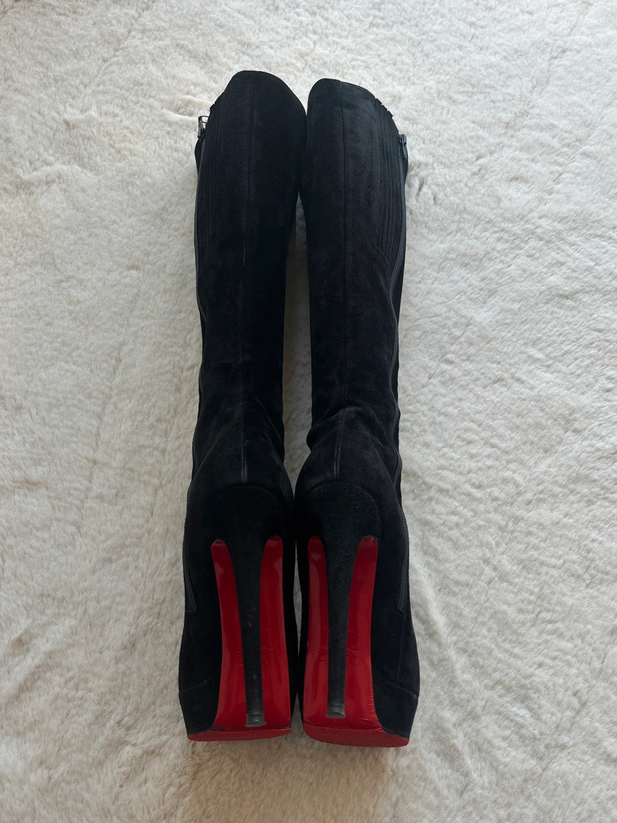 Christian Louboutin Daffodile Black (image 7) Christian Louboutin Daffodile 160 Black Suede Knee-High Boots - additional view 7