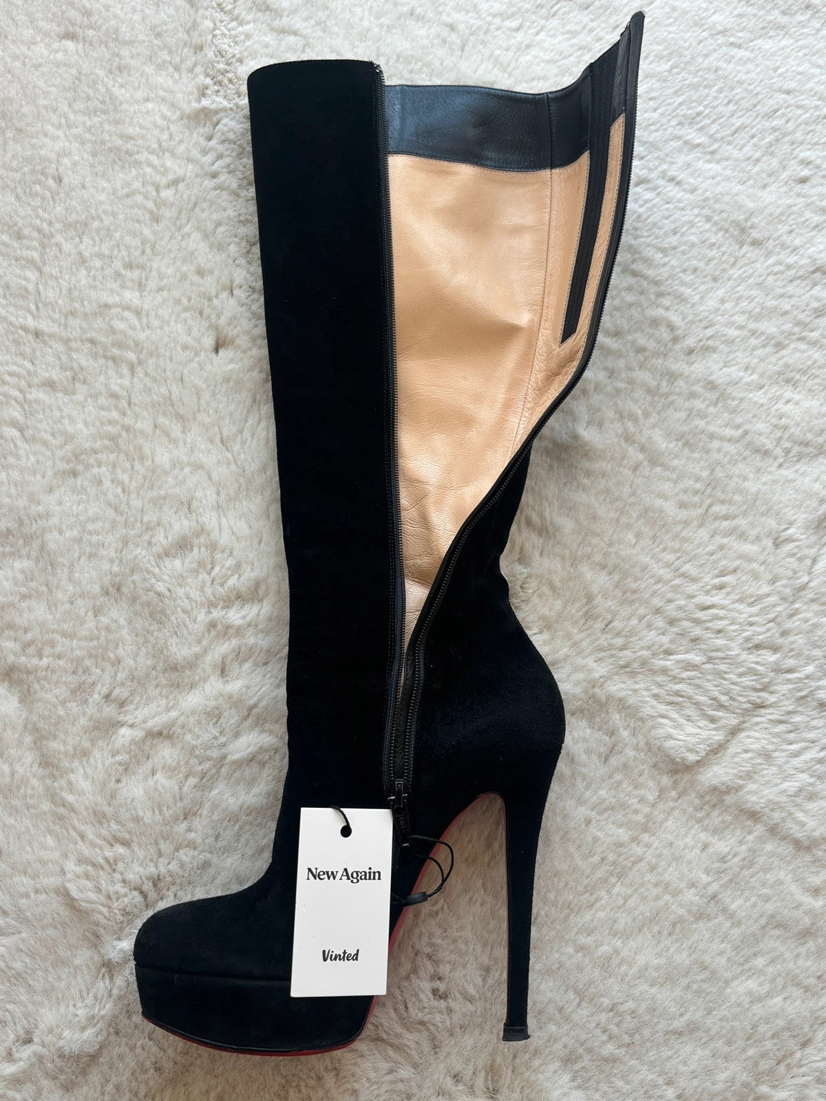 Christian Louboutin Daffodile Black (image 8) Christian Louboutin Daffodile 160 Black Suede Knee-High Boots - additional view 8