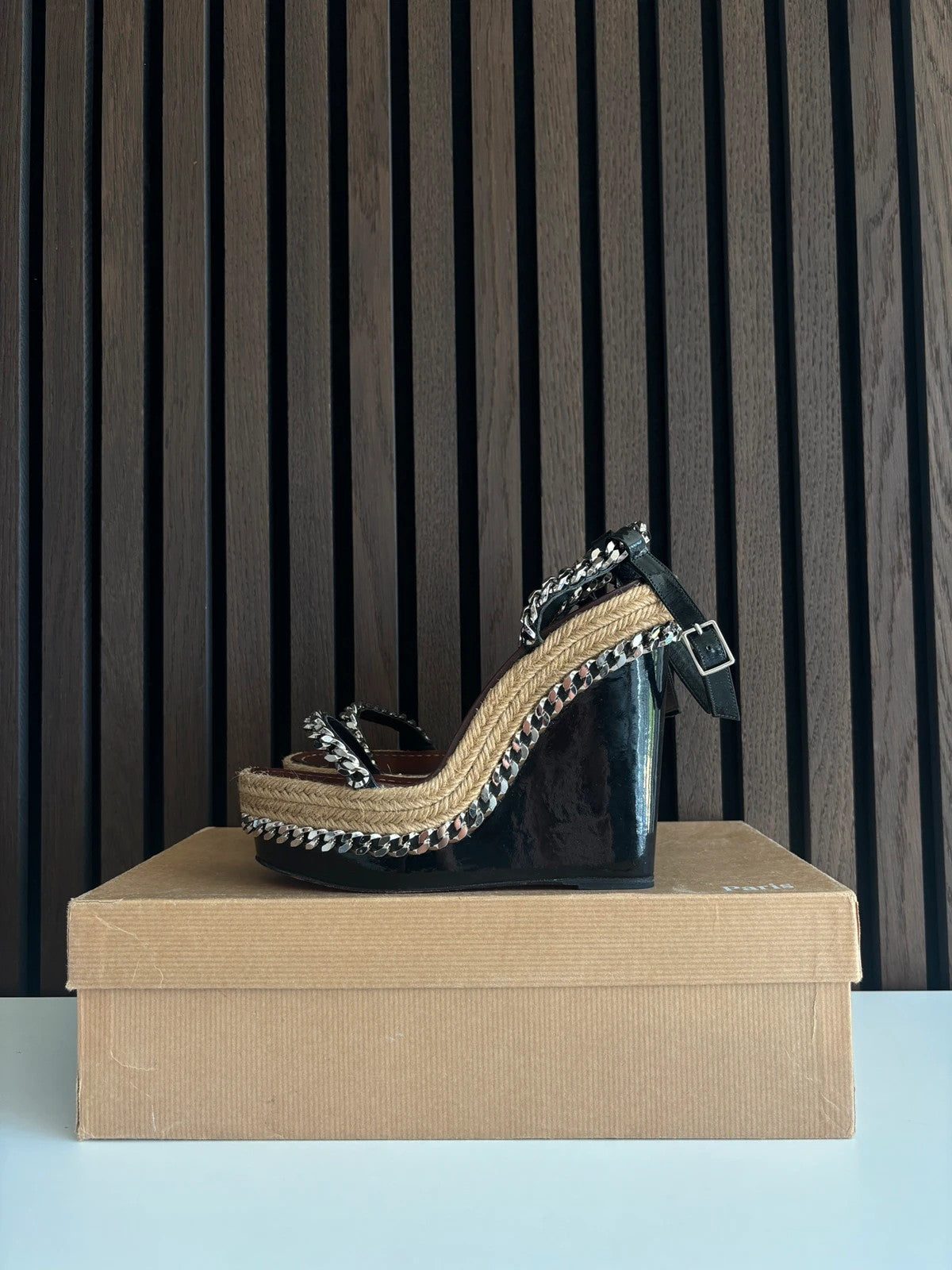 Christian Louboutin Macarena Black Christian Louboutin Macarena 120 Black Patent Leather Heels - main product view