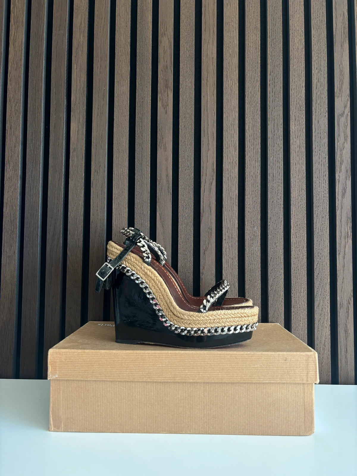 Christian Louboutin Macarena Black (image 6) Christian Louboutin Macarena 120 Black Patent Leather Heels - additional view 6