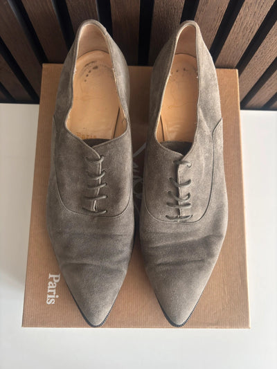 Christian Louboutin Women’s Pointed Grey Suede Heels