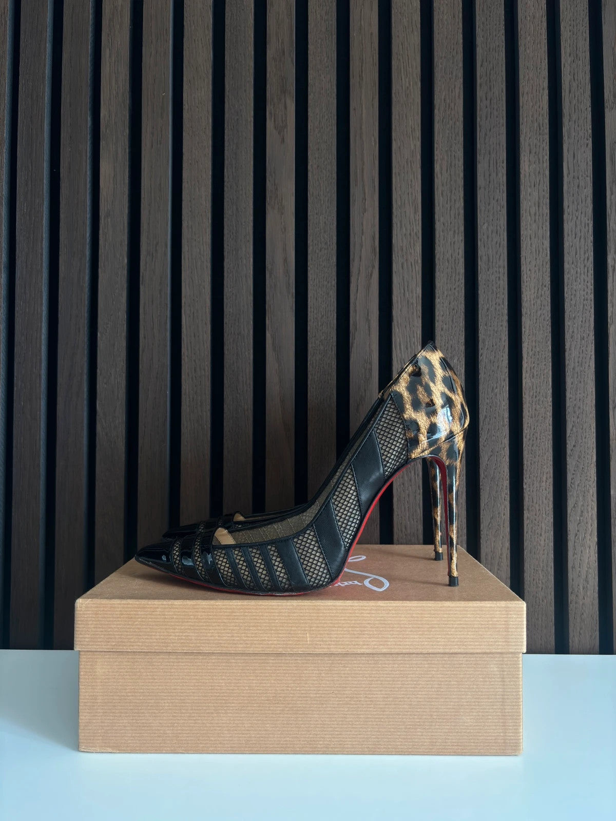 Christian Louboutin Bandy Black (image 3) Christian Louboutin Bandy 100 Black Mesh Heels - detail view