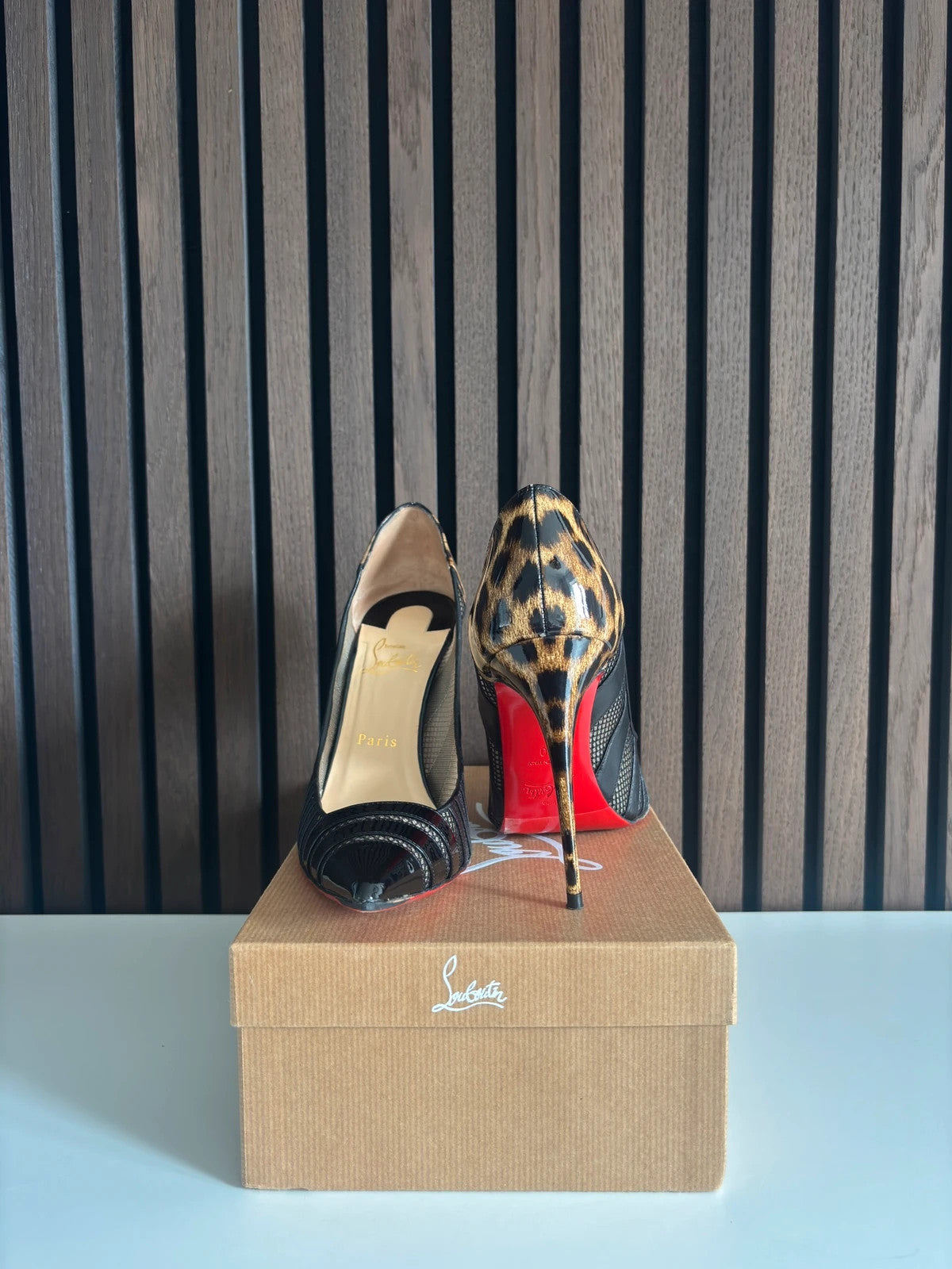 Christian Louboutin Bandy Black (image 4) Christian Louboutin Bandy 100 Black Mesh Heels - red sole detail