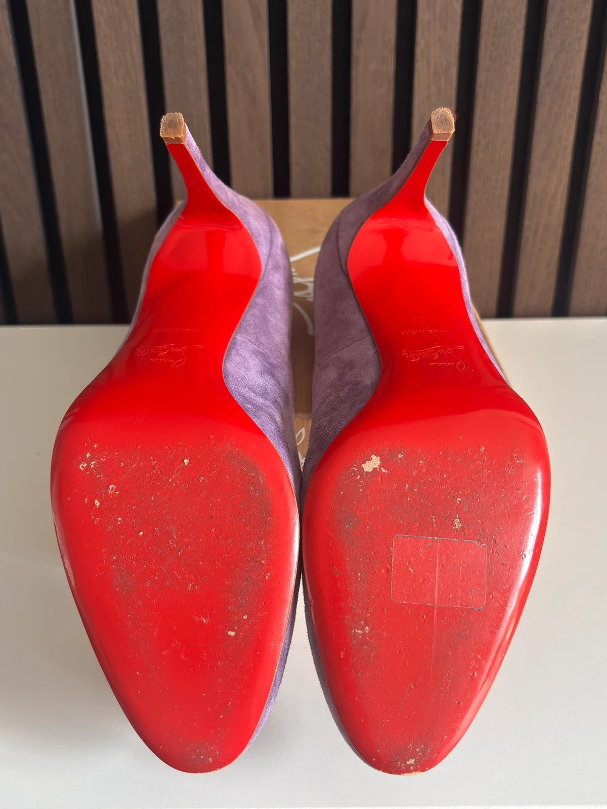 Christian Louboutin Simple Pump Lilac (image 6) Christian Louboutin Simple Pump 85 Lilac Suede Heels - additional view 6