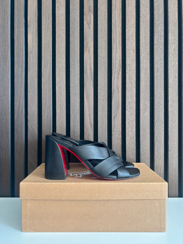 Christian Louboutin Dispo Club Black Leather Heels - Detail