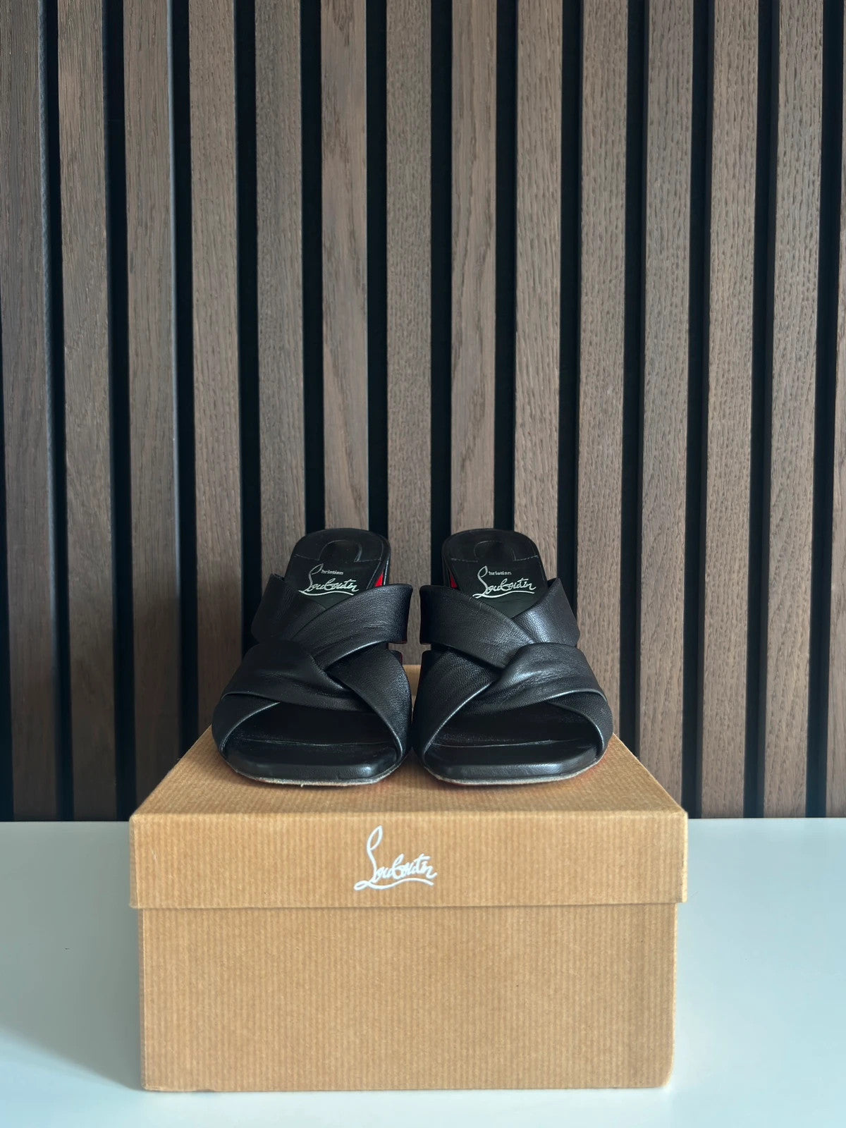 Christian Louboutin Dispo Club Black (image 3) Christian Louboutin Dispo Club Black Leather Heels - detail view